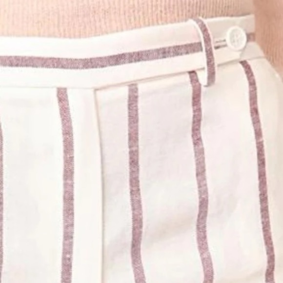 Theory Nadeema Linen Cropped High Rise Wide Leg Striped Pants Size 10 - Picture 4 of 14
